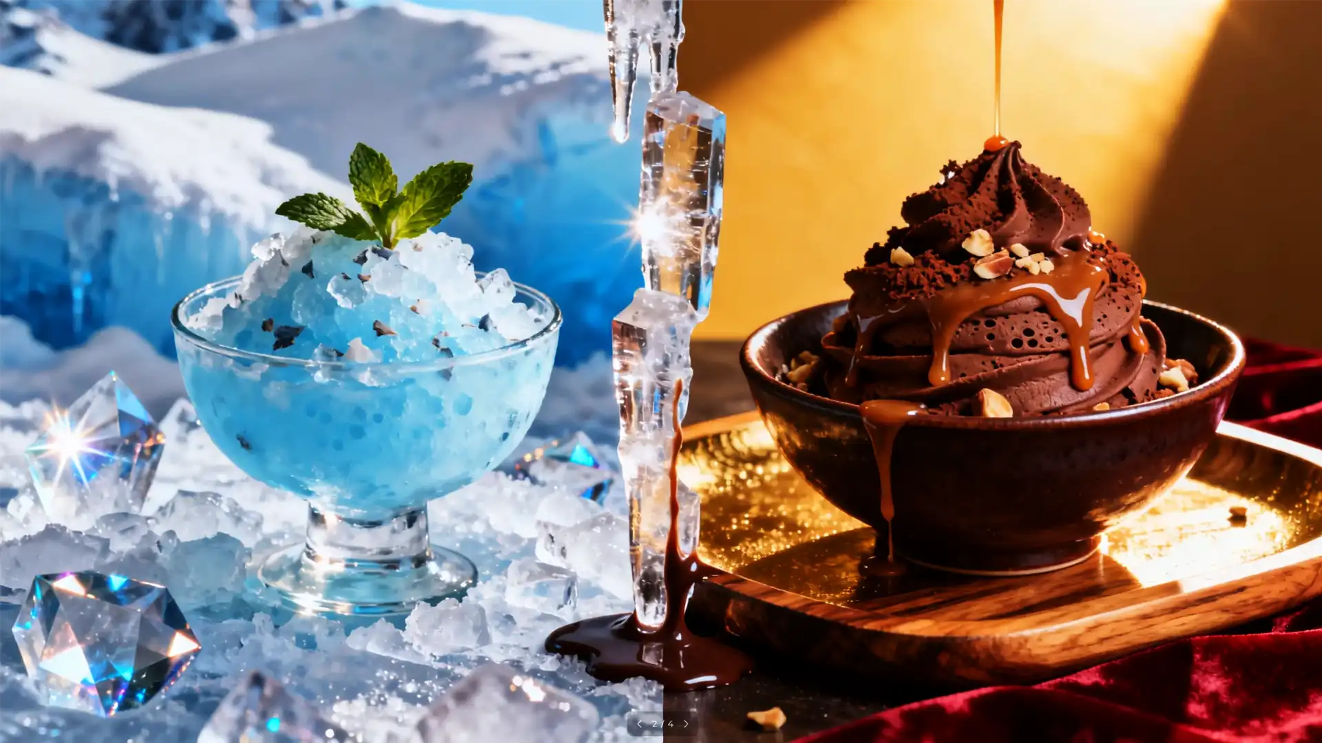 Visueller Vergleich der JNR VIP Geschmacksrichtungen: Polar Ice f&uuml;r maximale Frische gegen Gummy Bear f&uuml;r intensive S&uuml;&szlig;e mit 50000 Puffs.