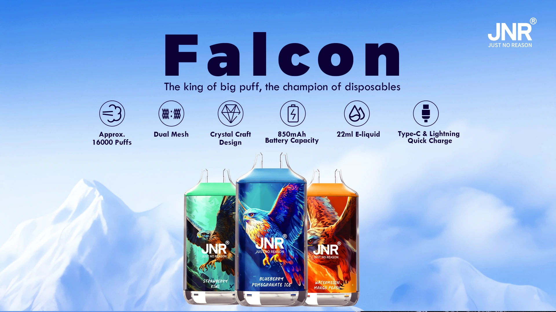 JNR Falcon 16000 Z&uuml;ge Einweg Vape Crystal Design g&uuml;nstig kaufen