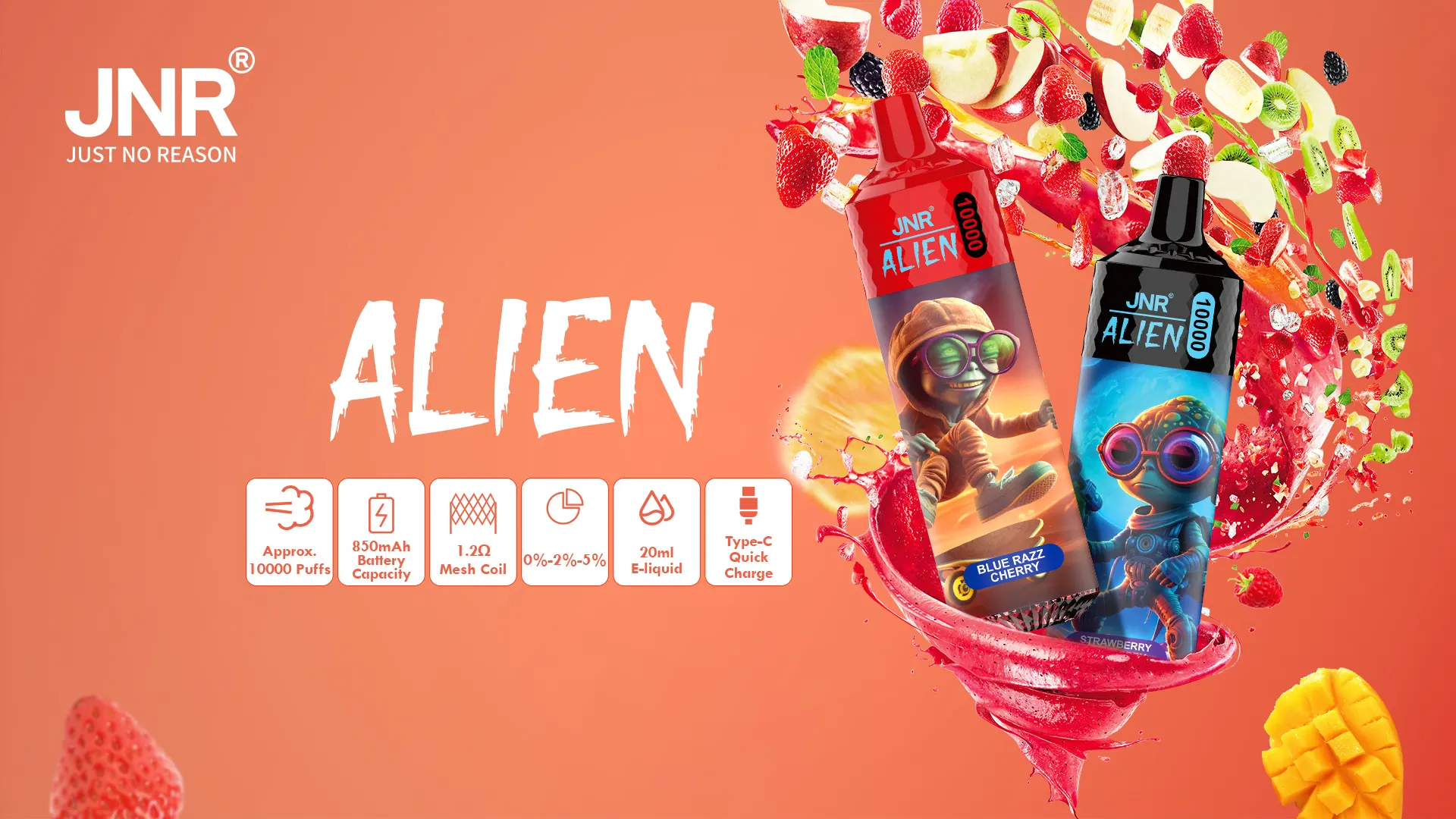JNR Alien 10000 Z&uuml;ge Vape RGB Licht Design kaufen