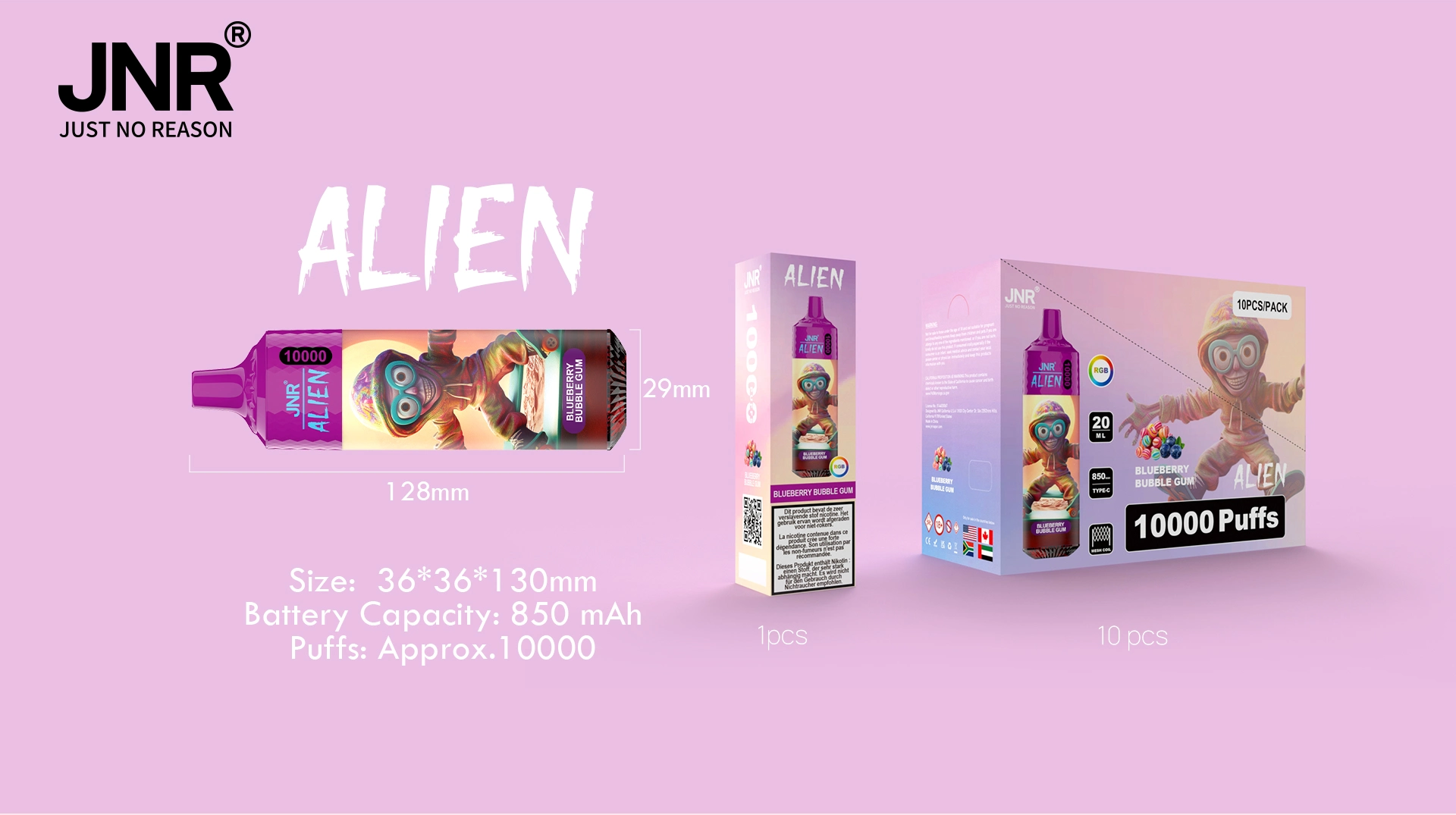 JNR Alien 10000 Z&uuml;ge Vape RGB Licht Design kaufen